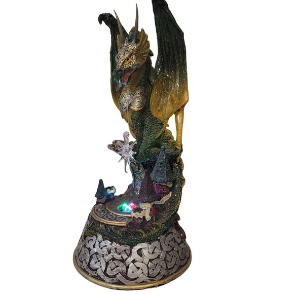 Dragon Light Up LED Green Medieval Fantasy Figurine Lighted Statue Decor glitter - Picture 13 of 17